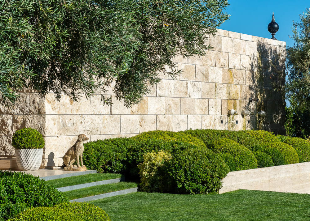 West Hollywood stone wall and buches